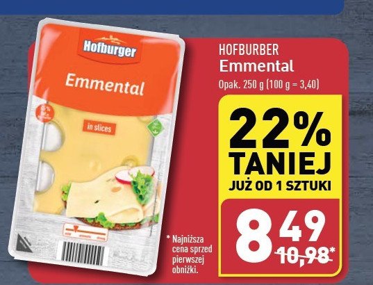 Ser emmentaler plastry Hofburger promocja w Aldi