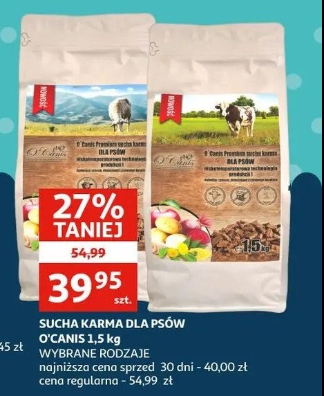 Karma dla psa wołowina O'canis promocja w Biedronka