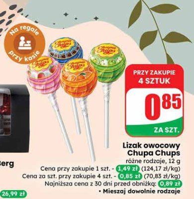 Lizak owocowy Chupa Chups różne rodzaje promocja w Dino