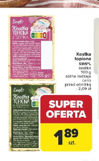 Ser kostka z szynką Simpl promocja w Carrefour