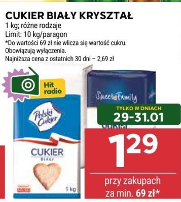Cukier biały kryształ 1 kg, różne rodzaje promocja w Stokrotka