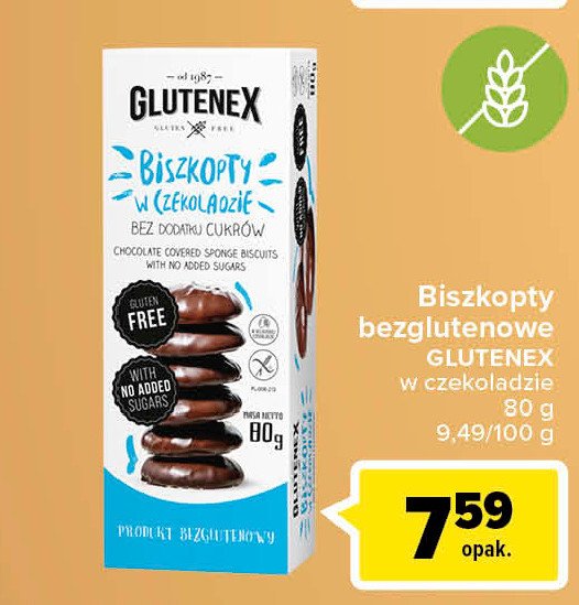 Biszkopty bezglutenowe w czekoladzie Glutenex promocja