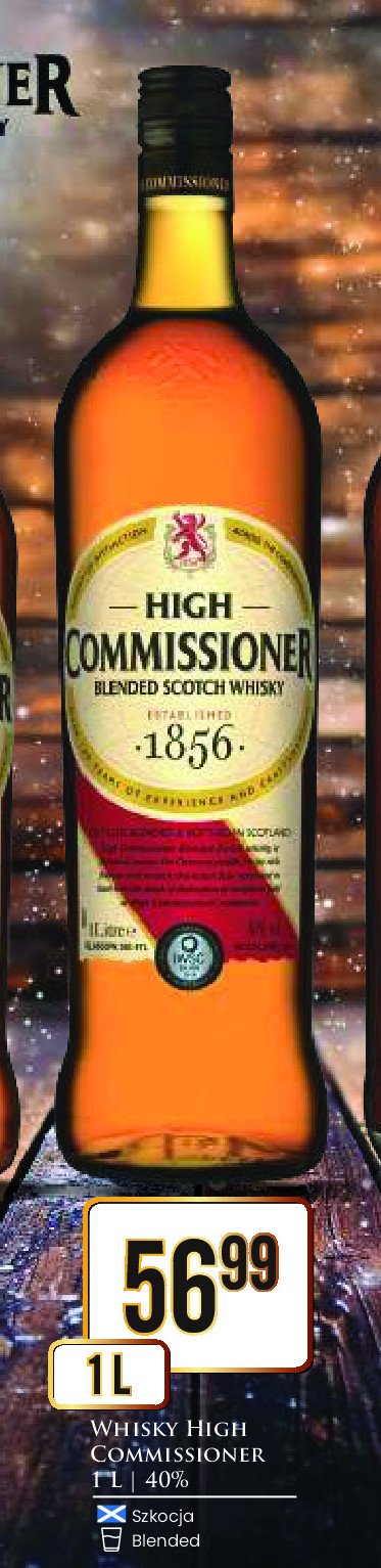 Whisky HIGH COMMISSIONER 1856 promocja w Dino