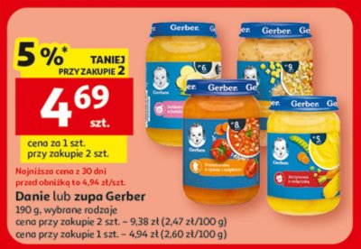 Danie lub zupa Gerber 190 g, wybrane rodzaje promocja w Auchan