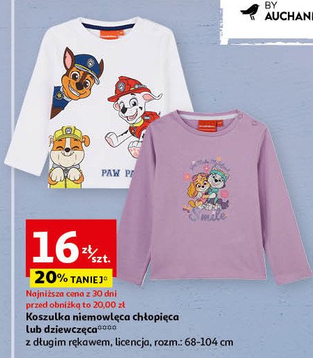 Koszulka niemowlęca dziewczęca psi patrol 68-104 cm Auchan inextenso promocja
