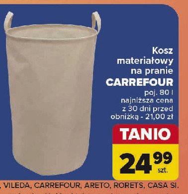 Kosz materiałowy na pranie 80 l Carrefour promocja w Carrefour