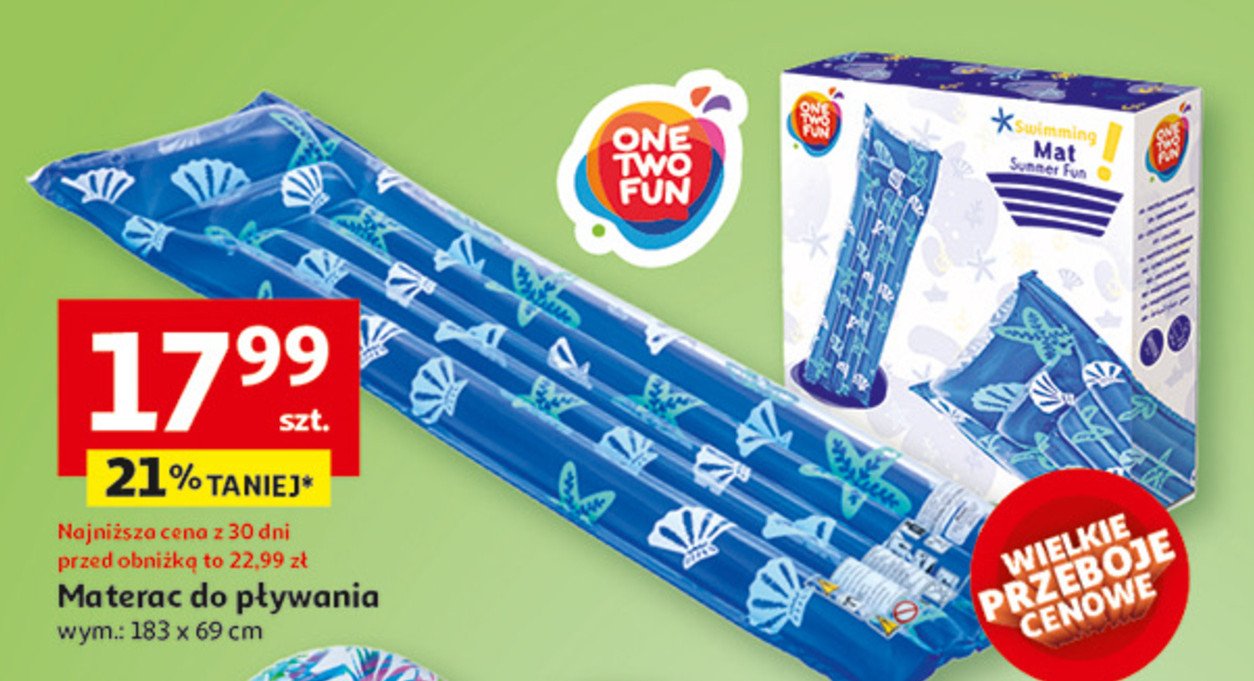 Materac 183 x 69 cm One two fun promocja w Auchan