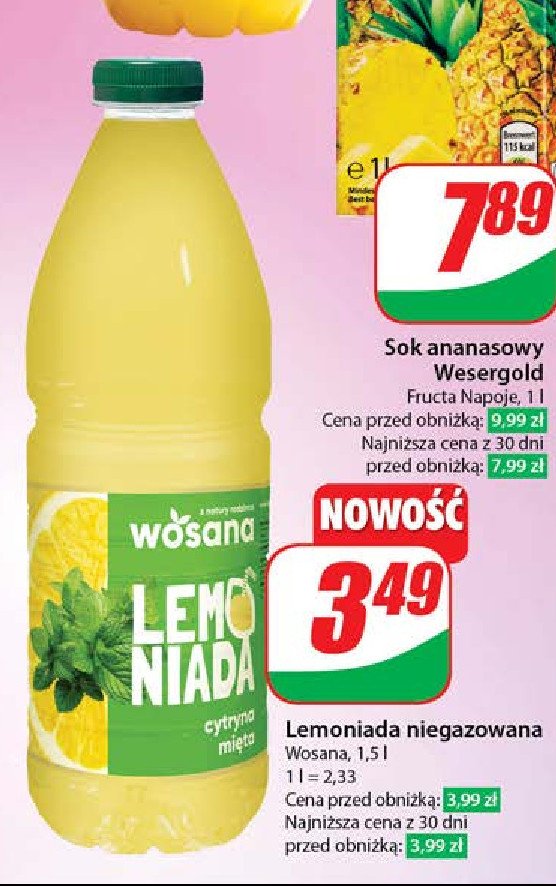 Lemoniada cytrynowa Wosana promocja w Dino