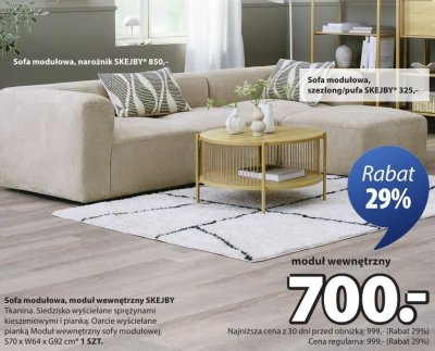 Sofa modułowa, moduł wewnętrzny SKEJBY promocja w Jysk