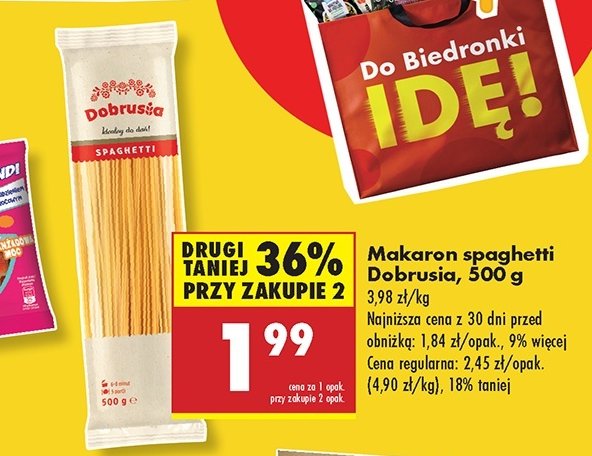 Makaron spaghetti Dobrusia promocja w Biedronka