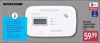 Czujnik tlenku węgla (czadu) WORKZONE promocja w Aldi