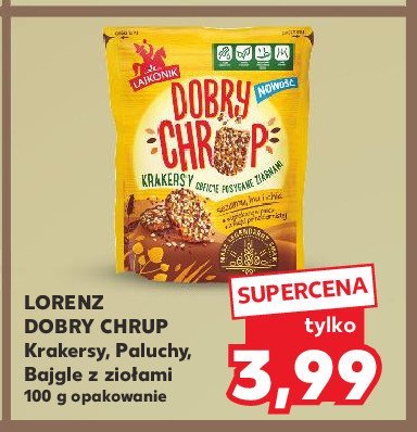 Krakersy obficie posypane ziarnami sezamu lnu i chia Lajkonik dobry chrup promocja w Kaufland