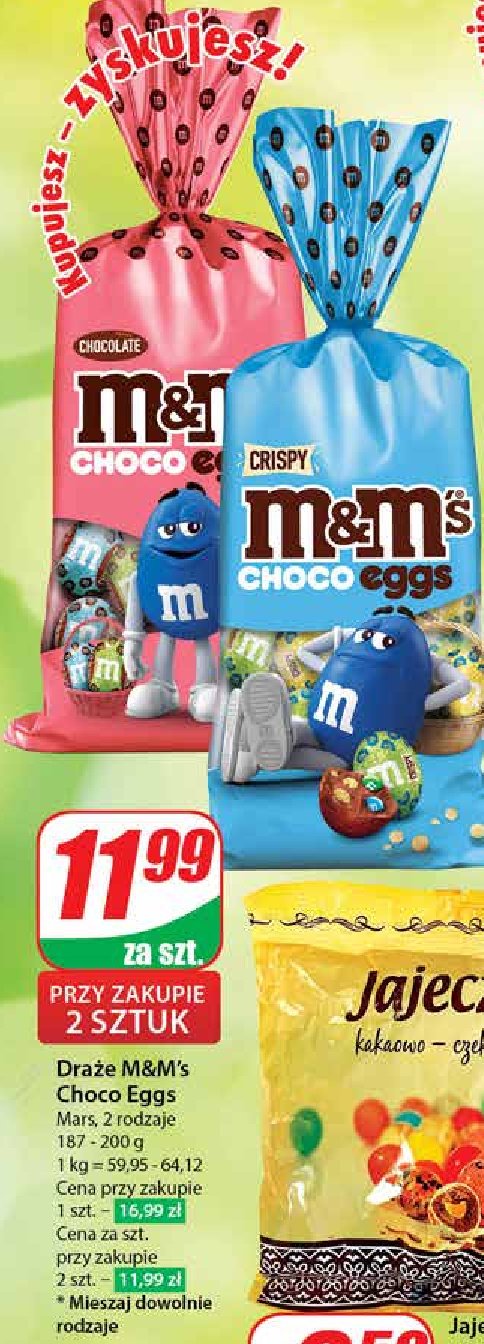 Jajko z czekolady oraz drażetki chocolate M&m's promocja