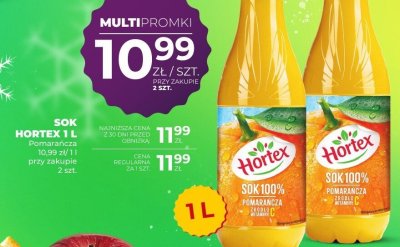 Sok Hortex 100% pomarańcza 1 l promocja w Duży Ben