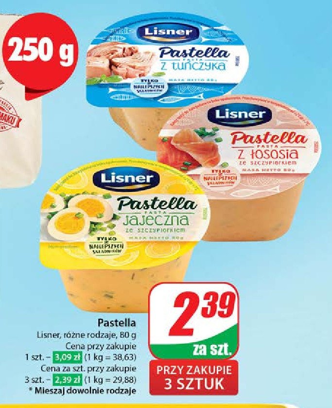 Pasta z łososia ze szczypiorkiem Lisner pastella promocja w Dino