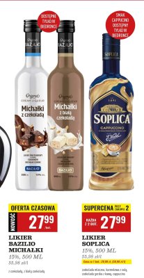 Likier Bazilio Michałki z czekoladą 15%, 500 ml promocja w Biedronka