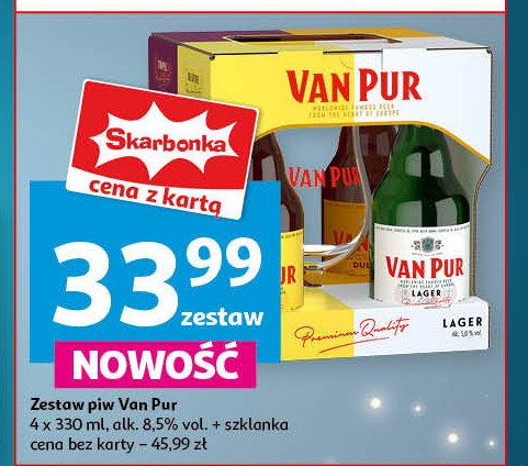 Piwo + szklanka VAN PUR promocja w Auchan