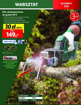Piła akumulatorowa do gałęzi 20v Parkside promocja