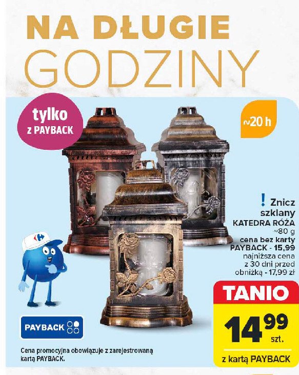 Znicz szklany katedra róża 80 g promocja