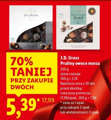 Praliny owoce morza różne rodzaje promocja w Lidl