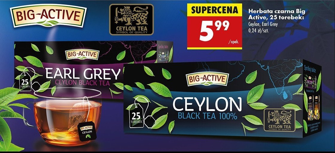 Herbata Big-active black tea 100% promocja w Biedronka