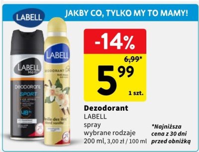 Dezodorant Labell spray wybrane rodzaje promocja w Intermarche
