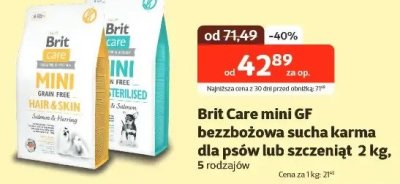 Karma mini GF bezbożowa sucha dla psów lub szczeniąt 2 kg promocja w KAKADU