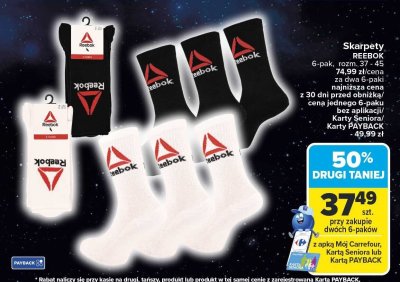 Skarpety Reebok 6-pak różne rozmiary promocja w Carrefour Market