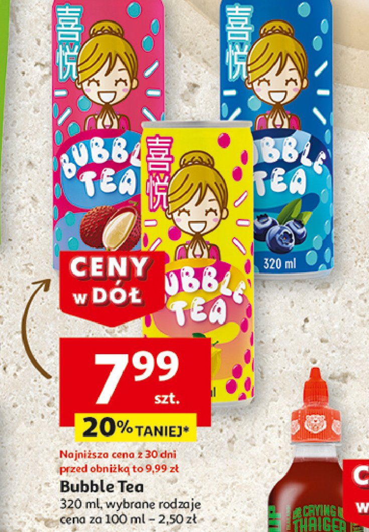 Napój bubble tea jagodowy promocja w Auchan