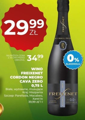 Wino Freixenet Cordon Negro Cava Zero 0,75 L promocja w Duży Ben
