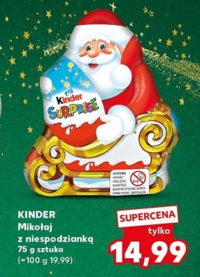 Mikołaj z niespodzianką Kinder 75 g promocja w Kaufland