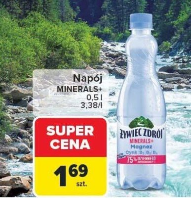 Napój woda źródlana MINERALS+ 0,5 l promocja w Carrefour
