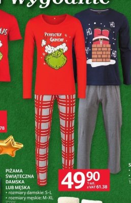 Piżama świąteczna damska lub męska rozmiary damskie: S-L, rozmiary męskie: M-XL promocja w Selgros