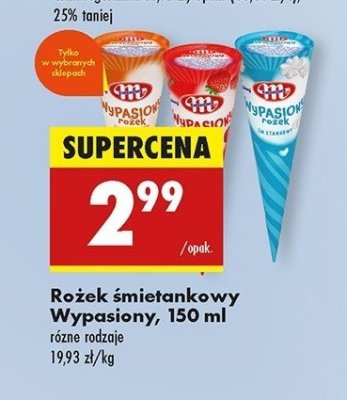 Rożek śmietankowy o smaku truskawkowym Mlekovita wypasione promocja