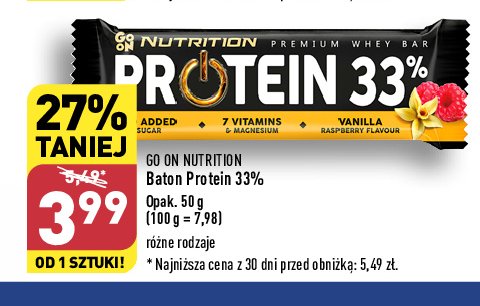 Baton waniliowo-malinowy protein 33% Go on! promocja