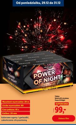 Bateria fajerwerków Power Of Night 60-strzałowa promocja w Lidl