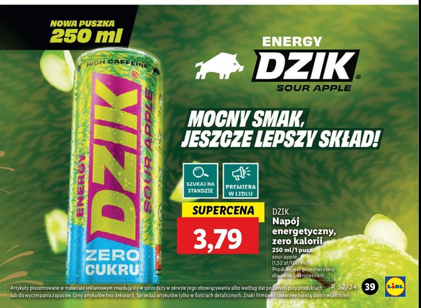 Napój energetyczny sour apple WK DZIK promocja