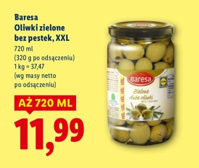 Oliwki zielone bez pestek Baresa, XXL promocja w Lidl