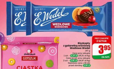Biszkopty z galaretką wiśniową Wedlowe Wedel promocja w Dino