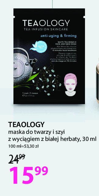 Maseczka anti-ace i ujędrnienie esencja z białej herbaty Teaology tea infusion skincare promocja
