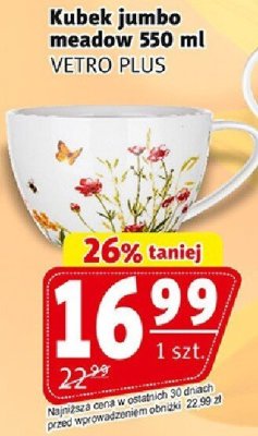Kubek jumbo meadow 550 ml VETRO PLUS promocja w Prim Market