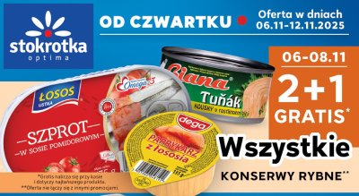 Wszystkie konserwy rybne 2+1 GRATIS Stokrotka promocja w Stokrotka
