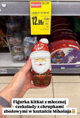 Mikołaj z mlecznej czekolady z chrupkami zbożowymi  promocja w Intermarche