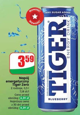 Napój energetyczny Tiger Zero Blueberry promocja w Dino