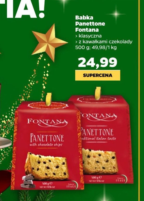 Babka pannettone z kawałkami czekolady FONTANA promocja