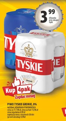 Piwo Tyskie Gronie 4x500ml promocja w Arhelan