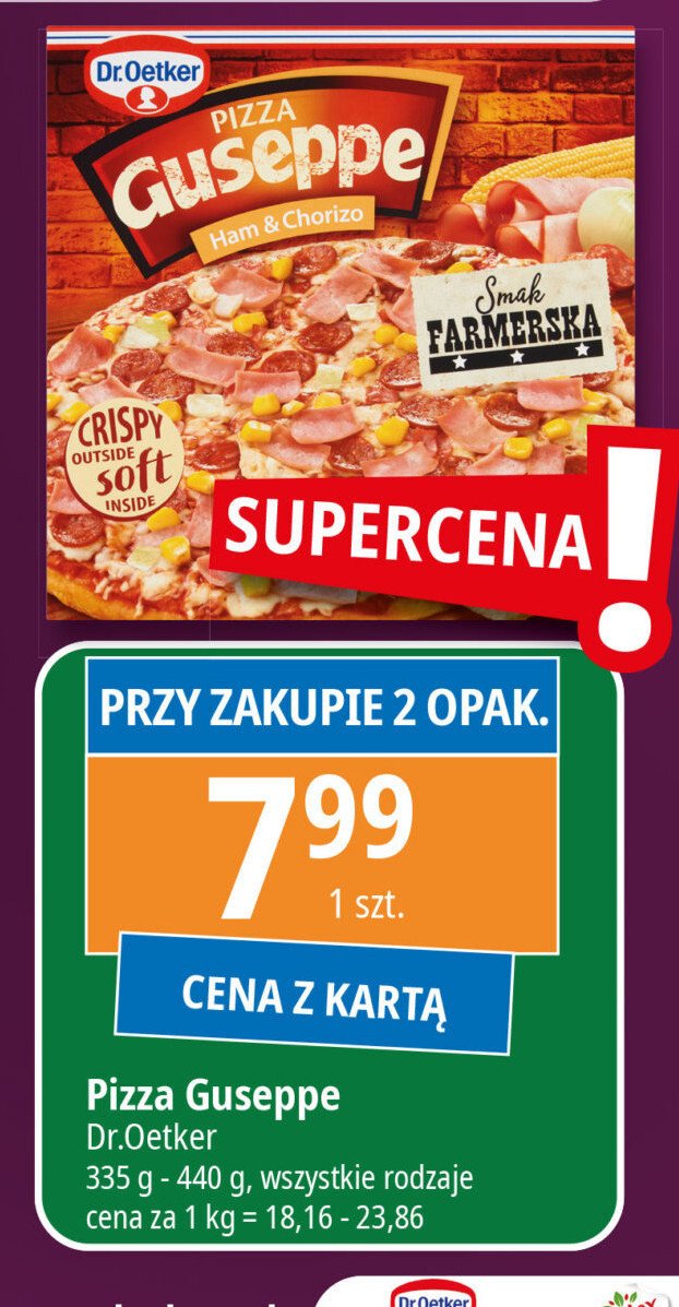 Pizza szynka i chorizo farmerska Dr. oetker guseppe promocja w Leclerc