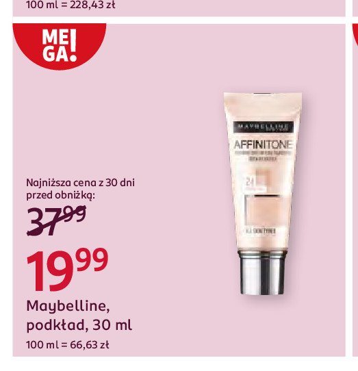 Podkład MAYBELLINE AFFINITONE 24 H promocja w Rossmann