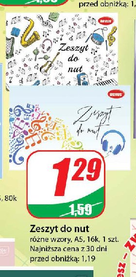 Zeszyt a5 16k/ kratka Rexus promocja