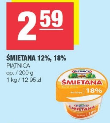 Śmietana 12%, 18% Piątnica promocja w SPAR